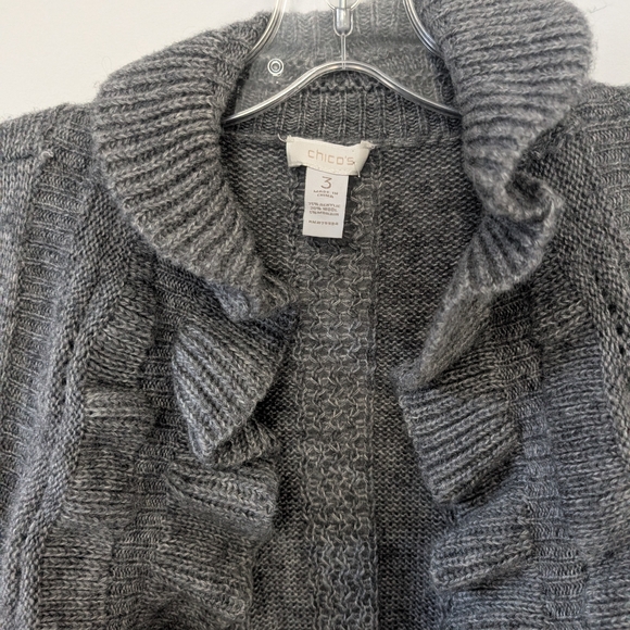 Gray Ruffled Women's Sweater - Picture 3 of 7